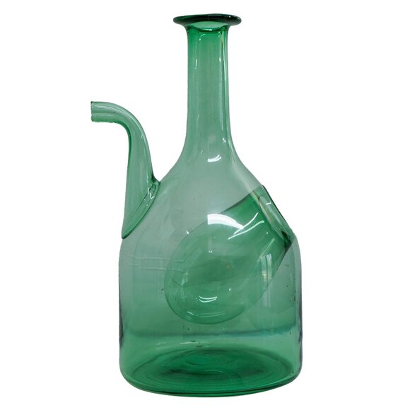 BOttiglia Vintage Green Italian Glass hand Blown Multi Opening large Carafe - Picture 9 of 9